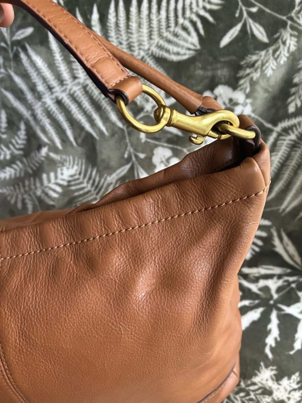 Coach Pebbled Leather Shoulder Bag in Cognac